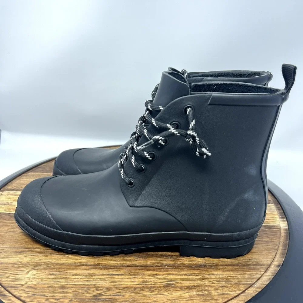 Madewell Rain Boots Women's 9 Lace Up Lugsole Black Rubber